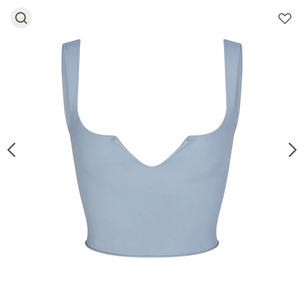 SKIMS Raw Edge Slit Front Cropped Cami | Denim | NWT. XS.